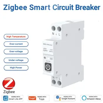 TUYA ZigBee Smart Kaitselüliti, Mille Mõõtmine 1P 63A DIN Rail Smart Home Wireless Remote Control Switch Smart Elu APP