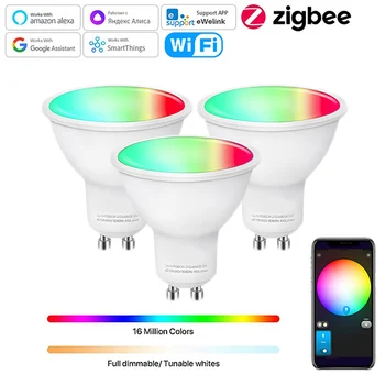 Ewelink GU10 Zigbee LED Pirnid, Wifi Smart LED Lamp RGB CW WW LED Lamp Töötab Alexa Google Yandex Smartthings