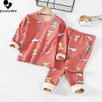 Uus 2021 Lapsed Poisid Paksenema Pajama Komplekti Cartoon O-Kaeluse Tops koos Püksid Baby Tüdrukud, Sügis-Talv Pehme Soe Magamis Riided Komplekti