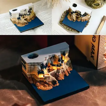 Omoshiroi Magic Castle 3D Notepad 2024 Kalender, Memo Hary Märkus Tarvikud Märkused Paberist Kirjatarbed Pad Blokeerida Disain Kingitus Nov F3M5