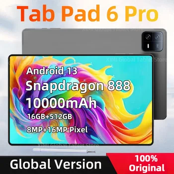 2023 Originaal Globaalne Versioon Pad 6 Pro Tabletid Android 13 16 GB+512 GB Snapdragon 888 Tahvelarvuti 5G Dual SIM Kaardi WIFI HD 4K Mi Kaardil