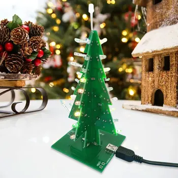 Kolme-Mõõtmeline Käsitöö Jõulupuu Decor Komplektid 3D RGB LED Vilkumine Jõulupuu DIY Kit for Jootmise Praktika Õppimine