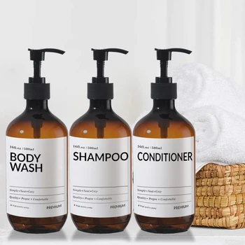 3tk Vann Šampoon ja Konditsioneer Pudel Veekindel Silt Bambusest Pump Dušš Body Wash Lotion Mahuti