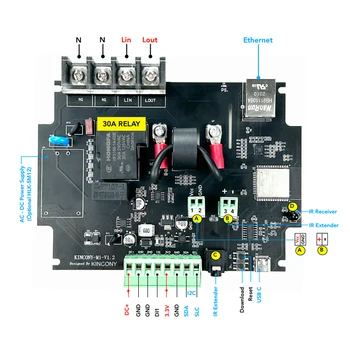 Kincony M1 ESP32 Lüliti Power Meter Relee Smart Töötleja AC Pinge ja voolu Energia Jälgida ESPHome Tasmota Arduino I2C IR