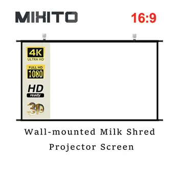 MIXITO Seinale Paigaldatud Projektor, Ekraan, Hakitud Piima 60-120 Tolline Valge kortsudeta 160° vaatenurk Ekraani kodukino Siseruumides