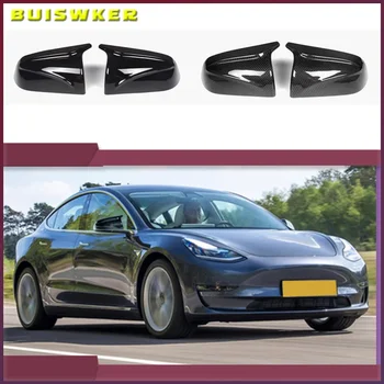 Asendamine Sisekujundus 2p Kõrge Kvaliteedi süsinikkiust Mustri Tesla Model 3 Model3 Tesla M3 2017-21 Rearview Mirror Cover