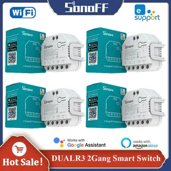 SONOFF DUALR3 2Gang WiFi Smart Switch Smart Home Kaks Teed Kontrolli Võimsuse Mõõtmine EWeLink puldiga Vias Alexa Google Kodu
