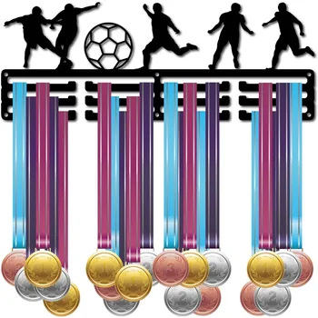 Jalgpall Medal Omanik Sport Jalgpalli Mängija, Medalid vitriin Wall Mount Riidepuu Decor Must Vastupidav Medal-alused Võsundid