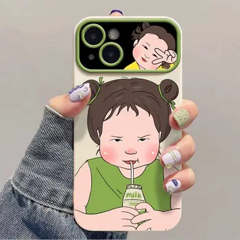 Cute cartoon tüdruk telefon case for iphone 15 pro max 14 pluss 11 13 pro 12 põrutuskindel bumper iphone tagakaas xsmax xr x shell