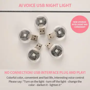 USB-Pistik LED Night Light hääljuhtimine Led Interjööri Öö Lamp Värvikas Mini Auto Kerge Auto Lugemine Kerge Värvi Valgustus