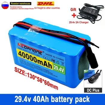 24V 40Ah 7S3P 18650 29.4 V 40000mAh Li-ion Battery Pack Electric Jalgratta, Mopeedi Elektrilised Li-ion Aku + 2A Laadija