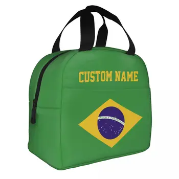 Custom Nimi Brasiilia Lõuna Kott Külmik Kott Isoleeritud Termilise Lunch Box Korduvkasutatavad Meeste Poisid Teismeliste Tüdrukute Piknik Reisi Tööd
