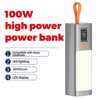 PD100W 40000mah Power Bank Nixie Tube Display Tugev LED Väljas Valgust SCP22.5W Tasuta Sülearvuti Telefon PD65W Sisend-Kiire Laadimine