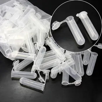 50tk plastpudelid mitmeotstarbeline 5ml Selge Snap-on Kaane Toru Tühi Proovi Ladustamise Mahuti 5 ml Plastikust Toru