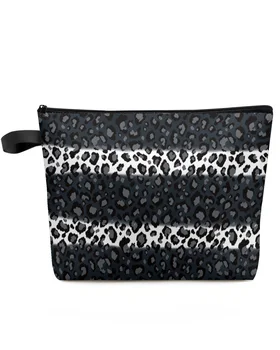 Leopard Printida Musta Valge Triibuline Kott, Meik, Kott Travel Essentials Naiste Kosmeetika-Kotid Wc Korraldaja Ladustamise Penaali