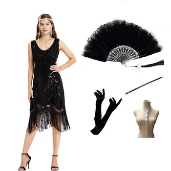Vintage õhtukleit Palli Retro Vintage Seksikas Beaded Y2K 1920 Gatsby Naiste Kleit Varrukateta Mantel Tutt Litrid Kleit