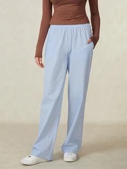 Naiste Y2k Pajama Püksid Kõrge Vöökoht Triip Lounge Püksid Sirge Jalg Vabaaja Pajama Püksid Püksid Elastne Vöökoht