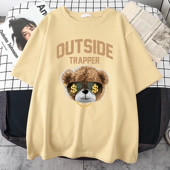 Väljaspool Trapper Rikas Lahe Teddy Bear Mees Tshirts Vintage Casual T-Särgid Mood Suvel Riietus-O-Kaeluse Lihtsus Riided