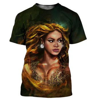 Uus Pop Star Laulja Beyonce 3D Print Mehed Naised Unisex T-Särk Suvel Liiga Casual Fashion Streetwear Riided Tees