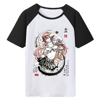 Anime Monster Musume Raglaani T-Särk Meeste -, Naiste T-särk Tint pesta maali T-särk Vabaaja Tops
