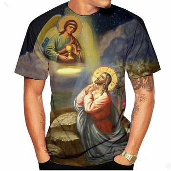 Uus Mood Suvel Vabaaja Streetwear Harajuku Jumal Peace Mehed Tee Särgid Religioon, Jeesus Kristus, 3D Print Meeste T-Särk