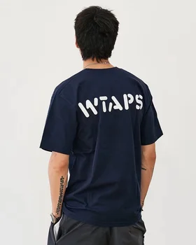 WTAPS Suvel uus peidetud piiratud tagasi kiri ja logo trükitud krae ümber vabaaja lahti lühikeste varrukatega T-särk, meeste Mood