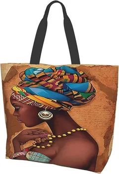 Aafrika Naine, Lõuend Kott Naiste Vabaaja õlakott Shopping Toidupoed Suur Käekott