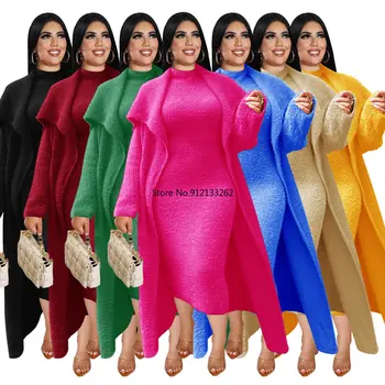 Aafrika Kleidid Naistele Vöö Aafrika Naiste Pikk Kampsun, Kleit, 2 tk Komplekti Sügis-Talv Pikk Varrukas Mantel Komplekti Varustus S-4XL