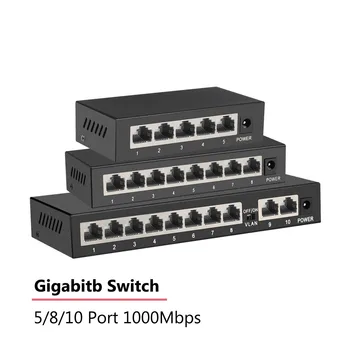 Gigabit Switch 10 8 5 Port 1000Mbps Ethernet Switch Väline Toide Võrgu Lüliti, Ip-Kaamera, Wifi Ruuter Wirelessm App