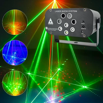 HCWE 8-hole 128 Pilt Laser pult Led-Osaline Hele iseliikuvad Mode Disco Light Kodus Karaoke Tuled Teenetemärgi